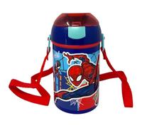Borraccia con apertura pop-up Spiderman Marvel bottiglia in plastica riutilizzabile con tracolla BPA Free capacità 450 ml