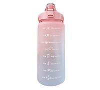 Borraccia con Cannuccia, a Prova di Perdite Colore Sfumato Smerigliato One Click Open Sports Water Cup con Manico Scala Trasparente Per Palestra da Corsa 2000ML(Rosa)