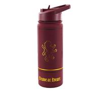 Borraccia con licenza ufficiale Harry Potter Grifondoro "Double Stainless Steel 304" con logo in rilievo in oro e cuore coraggioso in oro, capacità 530 ml, conservazione 16 ore calda e 12 ore fredda