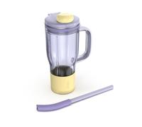 Borraccia con Manico per Ninja BlendBoss 710 Ml, Lilla/Giallo, XSKDB324LSPR | Bicchiere Compatibile con Frullatore e Portabicchieri, Coperchio Antiperdite, Cannuccia Rimovibile, Lavabile in Lavastoviglie