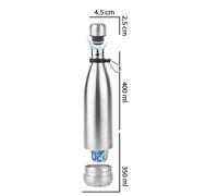KH-security Borraccia mod. 370216 con scompartimento segreto – bottiglia in acciaio inox argento