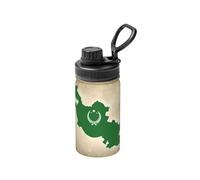 Borraccia con stampa spaziale Map01 con bandiera della Repubblica dell'Uzbekistan, 350 ml, in acciaio inox, borraccia sportiva isolata per la scuola e all'aperto