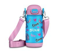 Seven Borraccia Kid con tracolla LILO & STITCH, Blu, 400 ml, Acciaio Inox, BPA free, Ermetica, Caldo 12h/Freddo 24h, A prova di perdite, Scuola, Sport, Viaggio, Per bambini, Idea regalo