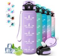 Borraccia da 1 litro, motivazionale, senza perdite, con cannuccia, facile da pulire, per sport, palestra, escursionismo, yoga, colore viola