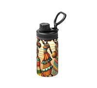 Borraccia da 350 ml in acciaio inox a vuoto per donne africane a strisce marroni leggero sport Flask