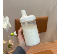 Borraccia da 500 ml, resistente alle perdite, con cannuccia integrata, per succhi, latte, caffè, funzionamento fluido per tutto il giorno (bianco, 500 ml)