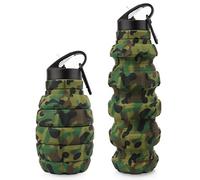 Borraccia da Viaggio Pieghevole 20 oz, Borraccia Riutilizzabile Senza BPA In Silicone Pieghevole Per Palestra Campeggio Escursionismo, Borracce Sportiva Portatile A Prova Di Perdite Con Moschettone