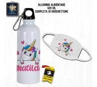 BORRACCIA E MASCHERINA PER BAMBINI 500 ML PERSONALIZZATA CON NOME ALLUMINIO