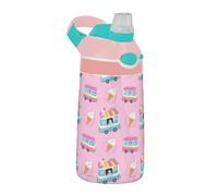 Borraccia estiva per bambini con camion dei gelati rosa con coperchio a prova di perdite, bottiglia d'acqua da viaggio leggera per scuola e sport all'aria aperta termo de agua