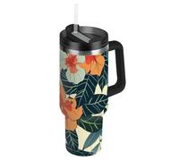 Borraccia hawaiana riutilizzabile con coperchio e cannuccia, set di tazze da caffè decorative per acqua, tè freddo o vaso da caffè de aluminio para agua 1180 ml