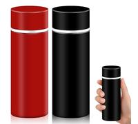 Borraccia in acciaio inox, 2 pezzi, 120 ml, mini thermos per bevande calde e fredde, bottiglia isolata, piccolo thermos in acciaio inox, piccola bottiglia per caffè per esterni, scuola (nero/rosso)