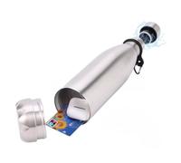 Borraccia in acciaio inox con scomparto nascosto, color argento, 750 ml, isolata, controllo della temperatura, 61 x 20 x 8 cm