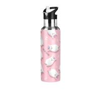 Borraccia in acciaio inox con unicorno, da 907 ml, senza BPA, per lo sport, a prova di perdite, colore: bianco