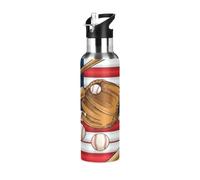 Borraccia in acciaio inox da 590 ml, a tenuta stagna, per palestra, viaggi, scuola, guanti da baseball vintage