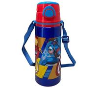 Borraccia in alluminio con cannuccia Avengers Marvel 730 ml bottiglia con apertura automatica pop-up per bambini tracolla in dotazione
