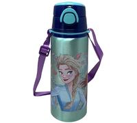 Borraccia in alluminio con cannuccia Frozen Disney 730 ml bottiglia con apertura automatica pop-up per bambini tracolla in dotazione