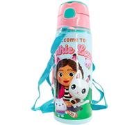Borraccia in alluminio con cannuccia Gabby's Dollhouse 600 ml bottiglia con apertura automatica per bambini