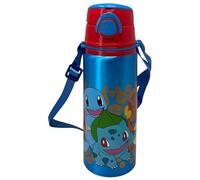 Borraccia in alluminio con cannuccia Pikachu Pokémon 730 ml bottiglia con apertura automatica pop-up per bambini tracolla in dotazione