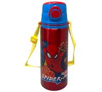 Borraccia in alluminio con cannuccia Spiderman Marvel 730 ml bottiglia con apertura automatica pop-up per bambini tracolla in dotazione