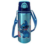 Borraccia in alluminio con cannuccia Stitch Disney 730 ml bottiglia con apertura automatica pop-up per bambini tracolla in dotazione