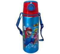 Borraccia in alluminio con cannuccia Super Mario 730 ml bottiglia con apertura automatica pop-up per bambini tracolla in dotazione