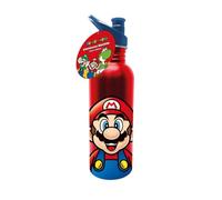 Pyramid International Borraccia in metallo da 700 ml con Super Mario (design Mario), bottiglia d'acqua per ragazze, ragazzi e bambini, prodotto ufficiale, colore nero