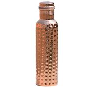 Borraccia in puro rame, 600 ml, a prova di perdite, senza giunture (martellata), caricata naturalmente con ioni di rame per benefici ayurvedici per la salute. Tappo ermetico per evitare fuoriuscite