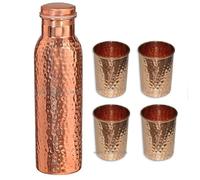 Borraccia in rame fatta a mano 1000ML borraccia sottovuoto martellata bicchie...