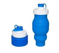 Borraccia in silicone da 520 ml, espandibile e a tenuta stagna, ideale per attività all'aperto come escursionismo e campeggio (520 ml blu)