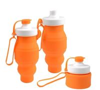 Borraccia in silicone da 520 ml, espandibile e a tenuta stagna, ideale per attività all'aperto come escursionismo e campeggio (520 ml arancione)