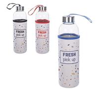 Borraccia in Vetro con Custodia da 750 ml, Trasparente con Tappo a Vite,Protettivo,Ideale per Lavoro, Scuola, Fitnes,Colore Secondo disponibilità