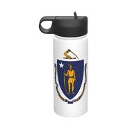 Borraccia isolata con bandiera del Massachusetts State Flag Travel tempo libero bottiglia d'acqua in acciaio inox (510 ml), adatta per campeggio, fitness, escursioni all'aria aperta,
