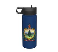 Borraccia isolata con bandiera del Vermont, da viaggio, per il tempo libero, in acciaio inox con cannuccia (510 ml), adatta per campeggio, fitness, escursioni all'aria aperta,