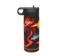 Borraccia isolata da 510 ml, Dragon King in Fire Sport, in acciaio inox, con cannuccia per campeggio, fitness, escursioni all'aria aperta,