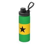 Borraccia isolata in acciaio inox con bandiera di Sao Tomé e Principe, da 510,3 g, adatta per sport all'aria aperta, campeggio, palestra,
