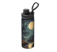Borraccia isolata sottovuoto, con stelle e pianeti, in acciaio inox, da 510 ml, adatta per sport all'aperto, campeggio, palestra, sport, borraccia termica