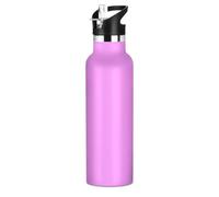 Borraccia isolata viola tinta unita a tenuta stagna senza BPA, 590 ml, con manico, isolamento a doppia parete, per sport, viaggi e scuola