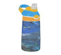 Borraccia leggera in Tritan con coperchio a forma di balena blu, con motivo a cartoni animati, colorato, per escursioni, viaggi, corsa o fitness termo para agua fria