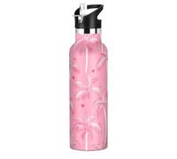 Borraccia leggera riutilizzabile con cannuccia, a doppia parete, per sport, viaggi e scuola, 590 ml, motivo: anime, San Valentino