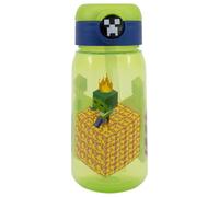 Borraccia Minecraft 510 ml con Cannuccia Integrata Bottiglia Pop-Up per Bambini Tappo Richiudibile Antigoccia Ideale per Scuola Sport e Tempo Libero