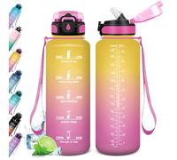 Borraccia Motivazionale 1.5L, Bottiglia con Cannuccia, Bottiglia Acqua a Prova di Perdite, Bottiglia Riutilizzabile, Borraccia Sportiva con Indicatore del Tempo Motivazionale, per Sport, Campeggio