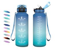 Borraccia Motivazionale 1,5L, Bottiglia Riutilizzabile, Facile da Aprire, Borraccia Sportiva con Cannuccia, Borraccia Palestra con Indicatore del Tempo, Borracce per Lavoro, Escursionismo, Yoga