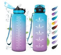 Borraccia Motivazionale 1,5L, Facile da Aprire, Bottiglia Riutilizzabile, Borraccia Sportiva con Cannuccia, Borraccia Palestra con Indicatore del Tempo, Borracce per Lavoro, Escursionismo, Yoga