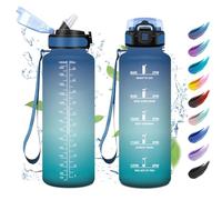Borraccia Palestra 1,5L, Borraccia Motivazionale con Cannuccia, Facile Pulizia, Riutilizzabile, Borraccia Sportiva con Indicazione del Tempo, Borracce per Lavoro, Ciclismo, Escursionismo, Gym