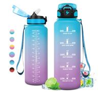 Borraccia Palestra - 1.5L, Borraccia Sportiva con Cannuccia, a Prova di Perdite, senza BPA, Bottiglia Acqua con Indicatore del Tempo per Adulto, Scuola, Palestra, Lavoro, Bici, Escursionismo, Ciclismo
