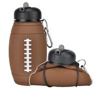 Borraccia per acqua, per esterni, pieghevole, in silicone, senza BPA, per sport, scuola, tempo libero e sport, portatile e resistente alle alte temperature, (600 ml, rugby).