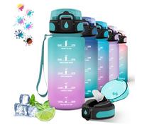 Borraccia per bambini - 500 ml, bottiglia d'acqua con cannuccia, facile da pulire, a prova di perdite, indicazione del tempo per scuola, viaggi, campeggio