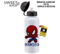 BORRACCIA PER BAMBINI 500 ML SCUOLA PERSONALIZZATA CON NOME ALLUMINIO SPIDERMAN