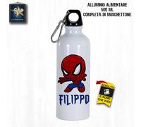 BORRACCIA PER BAMBINI 500 ML SCUOLA PERSONALIZZATA CON NOME ALLUMINIO SPIDERMAN