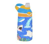 Borraccia per bambini a forma di squalo grigio, con cannuccia in silicone, portatile, riutilizzabile, per palestra, viaggi, casa, scuola, ufficio, Botella de agua para ni?os
